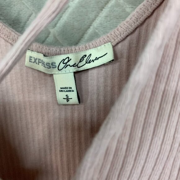 Express One Eleven Womens XS Bodysuit One Piece Pink Ribbed V Neck Sleeveless - Picture 6 of 13